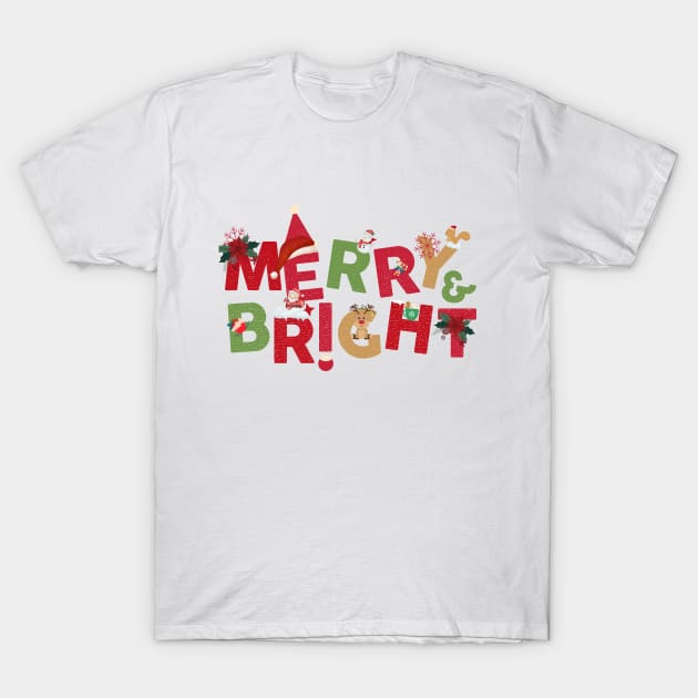 Merry and Bright xmas tshirt T-Shirt by TextureMerch